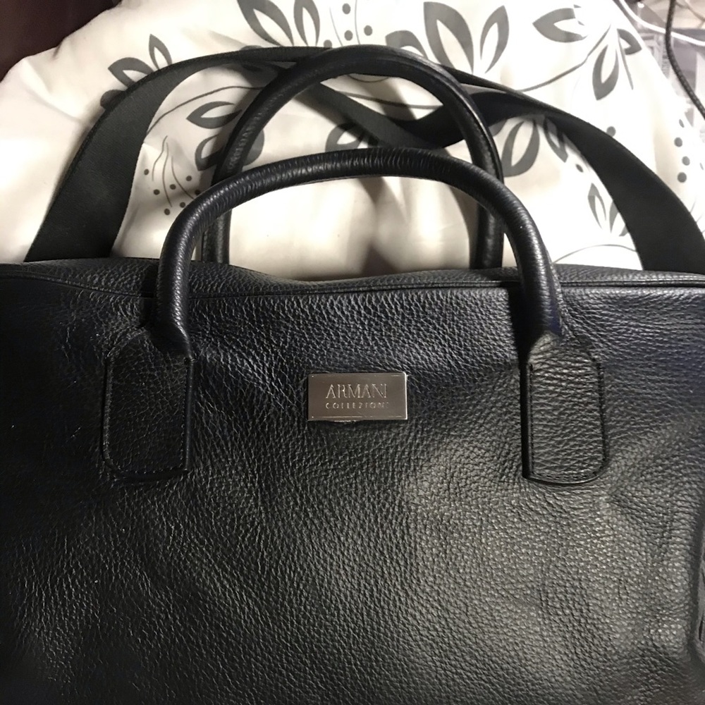 AUTHENTIC-Armani Collezioni Black Mens Laptop Bag